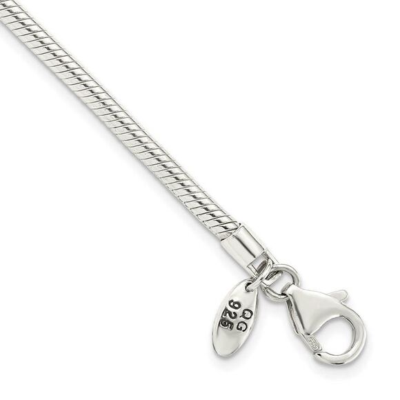 Sterling Silver 3mm Snake Chain Starter Bead Bracelet 8.5 Inch